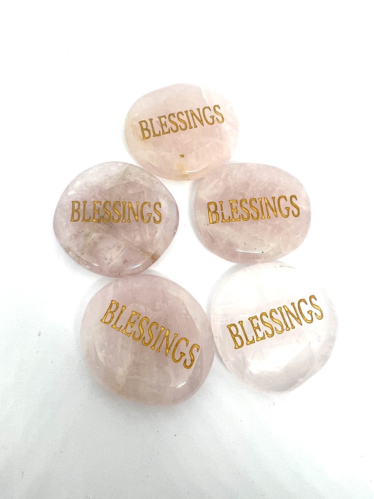 Rose Quartz Blessings Flat Stone