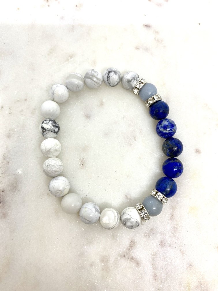 Howlite Angelite and Lapis Lazuli Crystal Bracelet