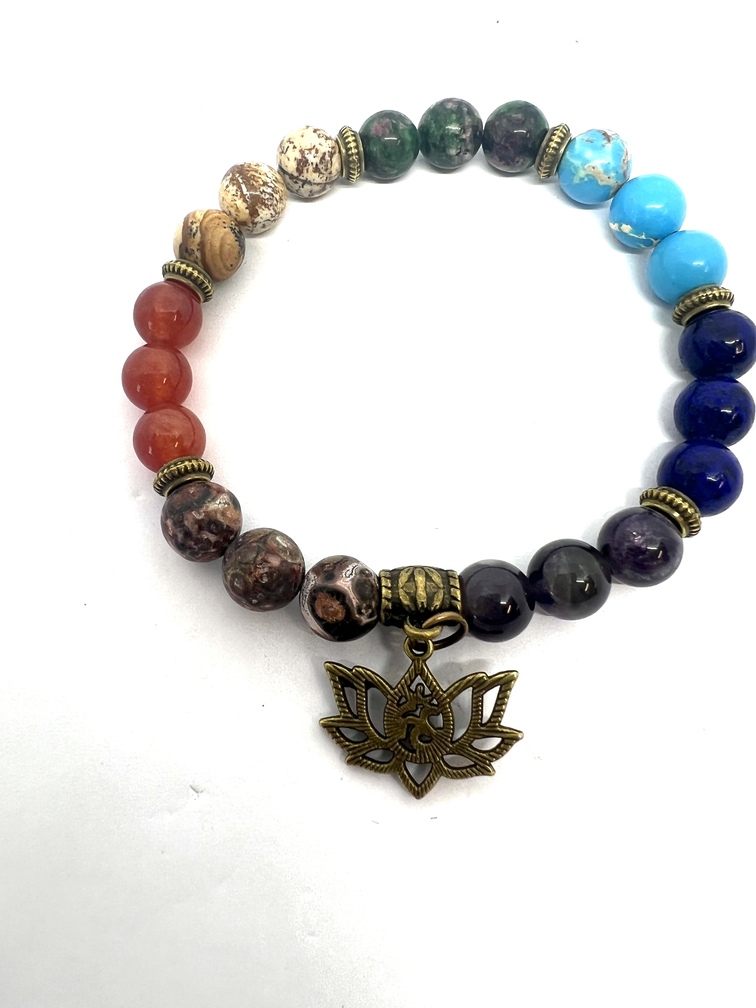 Seven Chakra Crystal Bracelet - Lotus