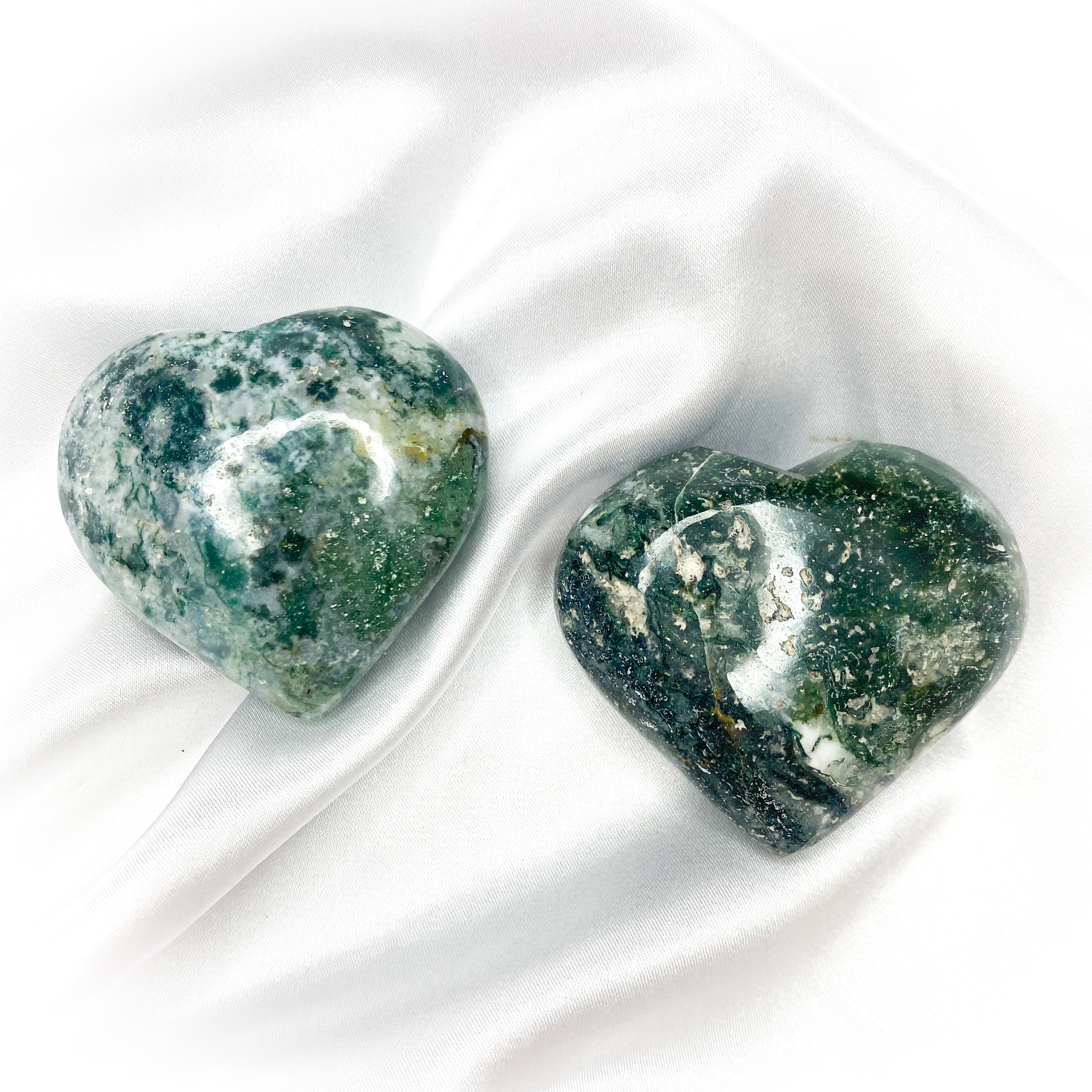 Moss Agate Crystal Heart