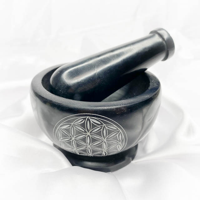 Mortar and Pestle Soapstone Flower of Life