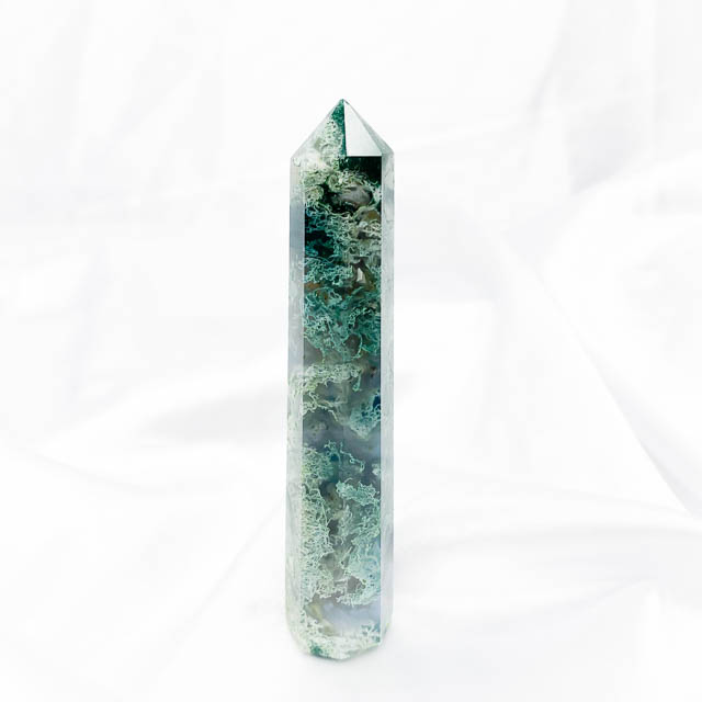 Moss Agate Crystal Point 7-10cm