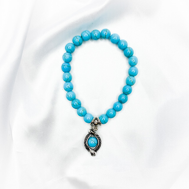 Turquoise Howlite Crystal Bracelet with Eye Charm