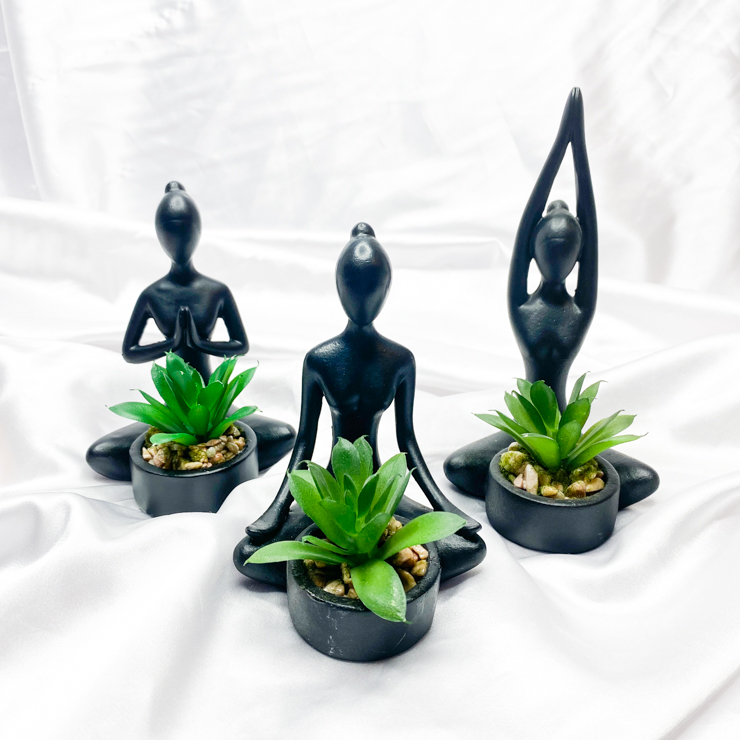 Yoga Lady with Succulent Assorted Poses 17cm