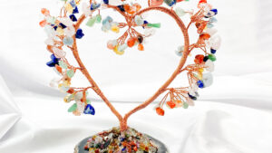 Heart Wish Tree Multi Crystal on Agate Base 15cm