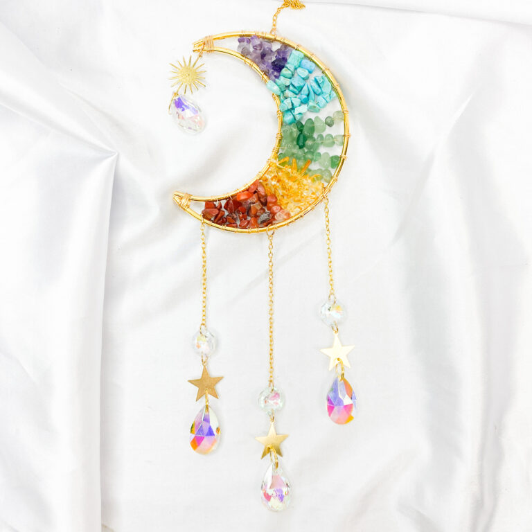 Sun Catcher Moon with Chakra Crystals 50cm