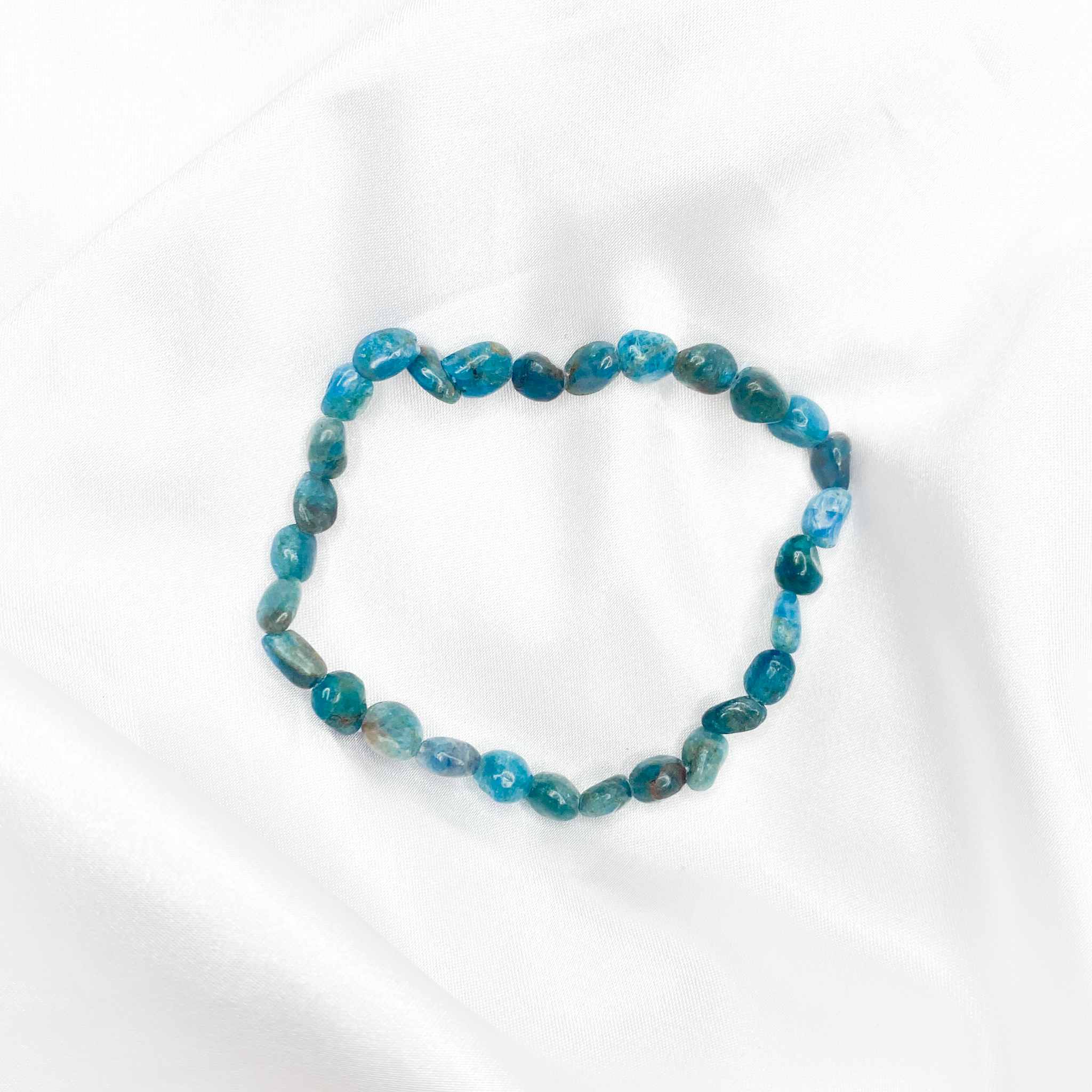 Blue Apatite Crystal Bracelet Bead Small