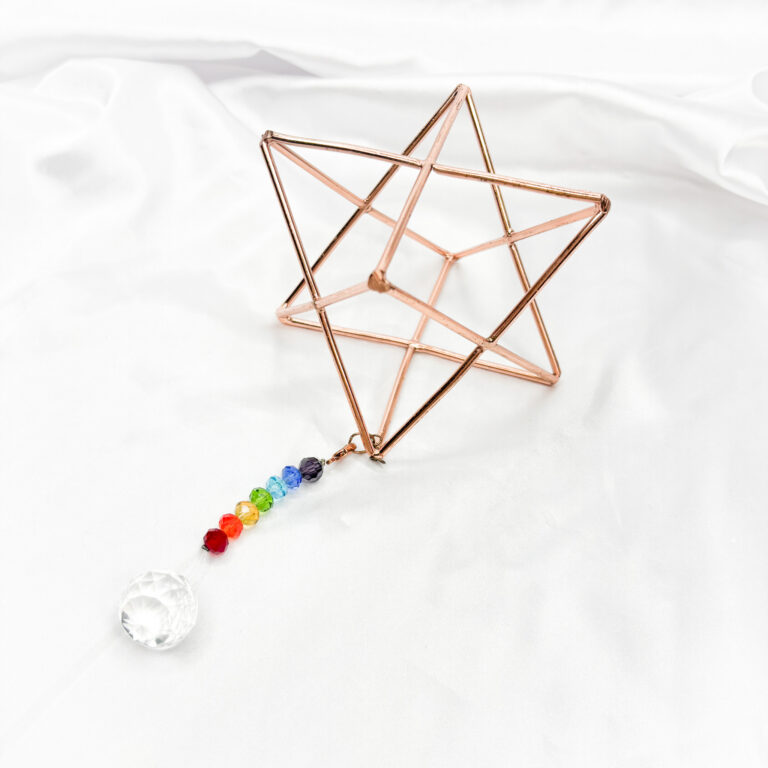 Copper Hanging Star with Chakra Sun Catcher 10cm